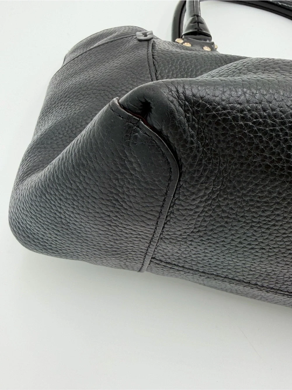 Kate Spade Pebbled Leather Hobo Handbag Purse Black Double Handle Zip Top